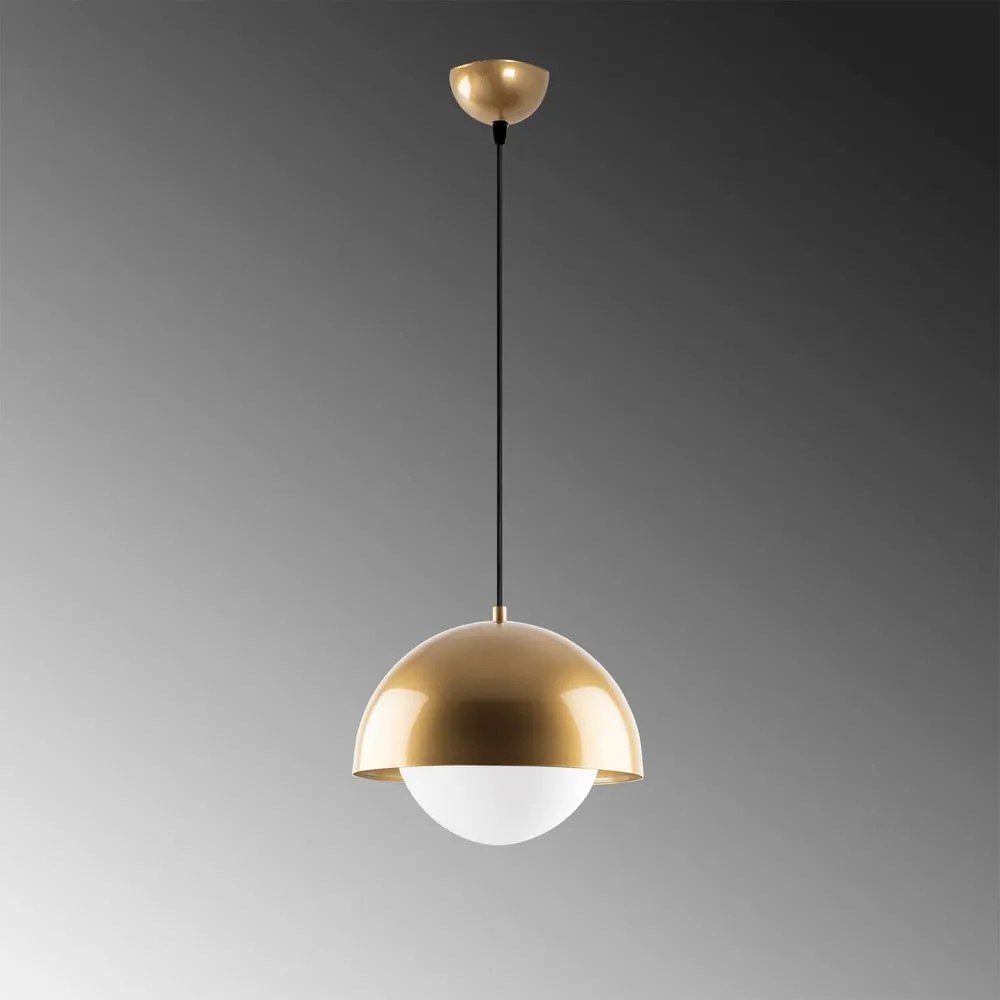 Висящо осветително тяло в златисто със стъклен абажур ø 20 cm Camgoz – Opviq lights