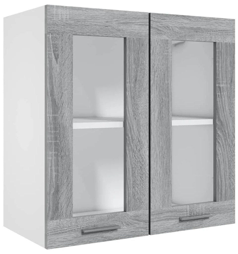 815121 vidaXL Окачен стъклен шкаф, Lyon сив сонома 60x31x60см инженерно дърво