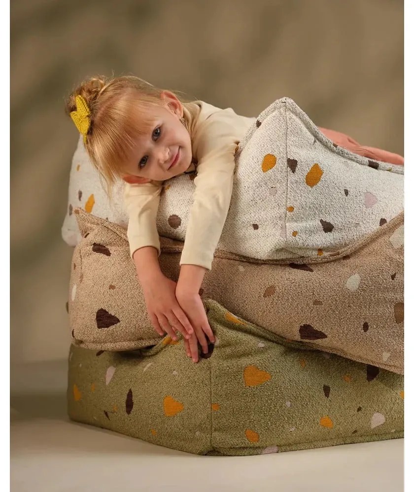 Бял детски пуф от букле и шенил Terrazzo Square – Wigiwama