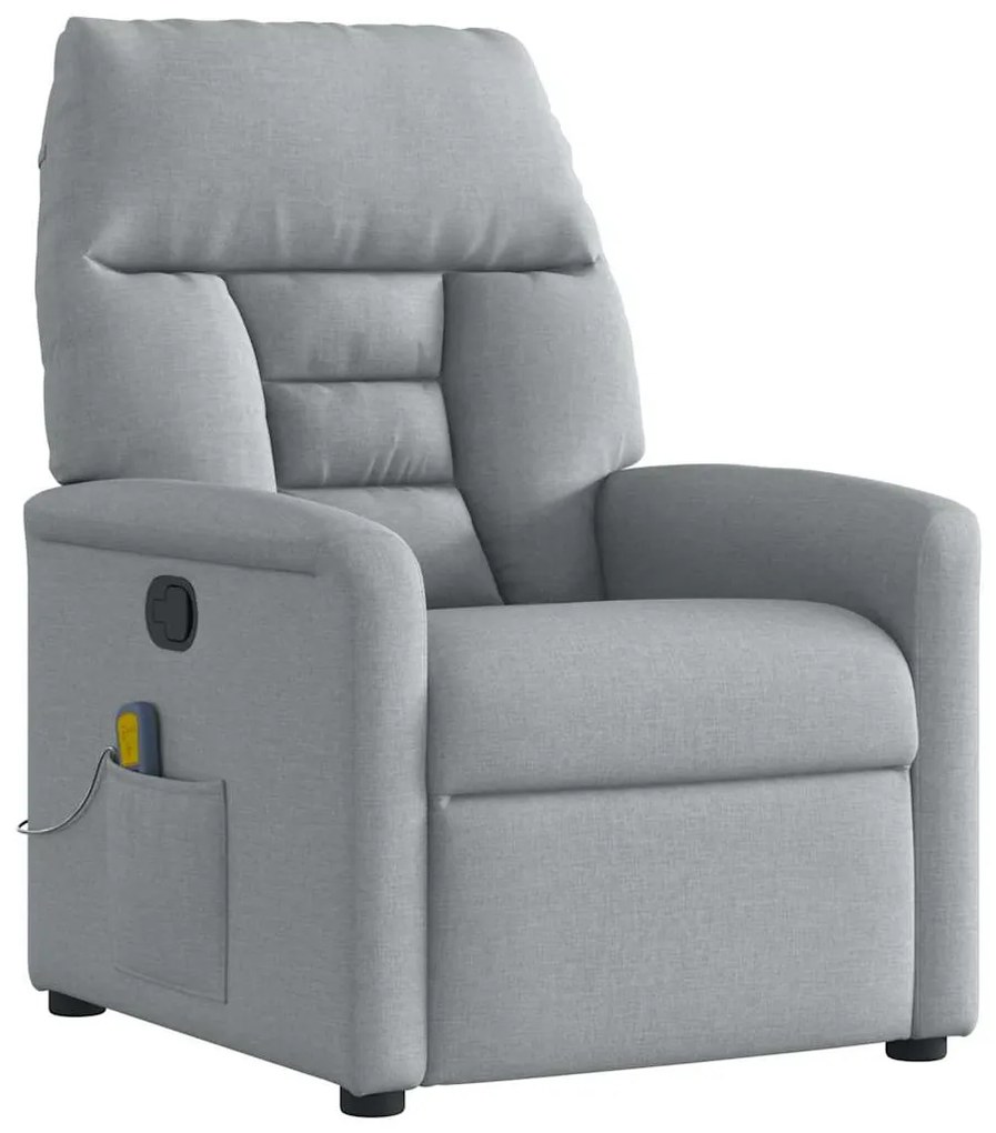 4015552 vidaXL Масажен реклайнер стол, светлосив, текстил