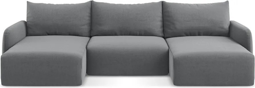 Сив кадифен сгъваем/с място за съхранение ъглов диван (U форма) Kalena – Makamii