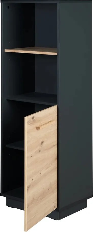 Детски шкаф за книги в дъбов декор в антрацитно-естествен цвят 55x150 cm Lenn - Roba