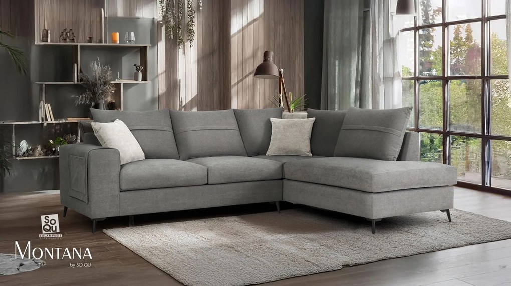 Ъглов диван Hannah-Сиво специално-Ляво