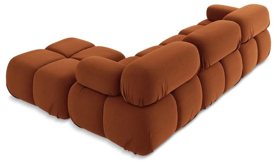 Оранжев кадифен модулен ъглов диван Lokua – Makamii