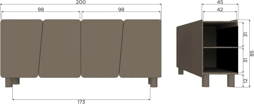 Кафяв скрин от масивен бор 200x85x45 cm Root – WOOOD