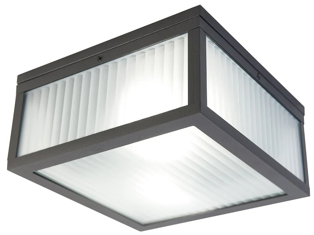 Интелигентна външна таванна лампа черна с оребрено стъкло, вкл. WiFi A60 - Charlois