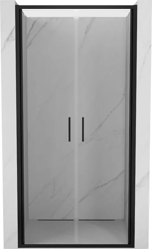 Mexen Exo двойни люлеещи се душ врати 80 cm, прозрачни, черни - 814-080-000-70-00