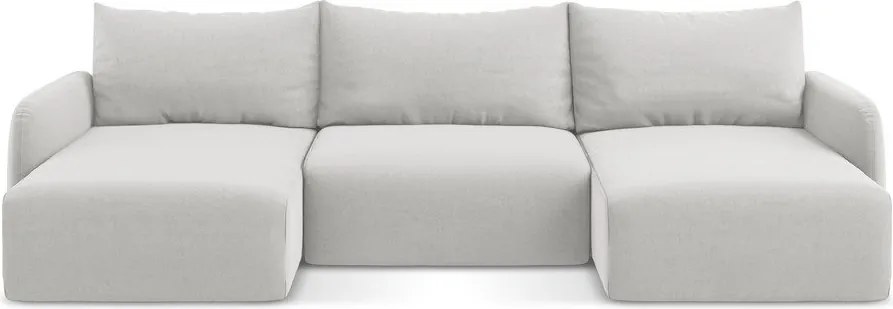 Светлосив кадифен сгъваем/с място за съхранение ъглов диван (U форма) Kalena – Makamii