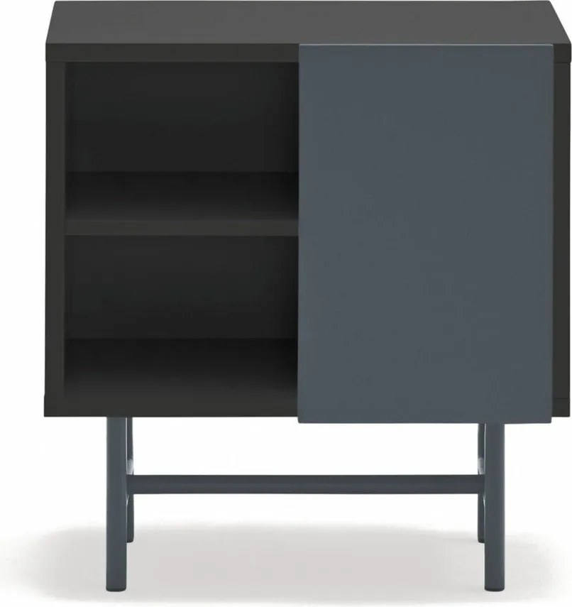 Черно/антрацитно матово нощно шкафче с рафтове Nube – Teulat