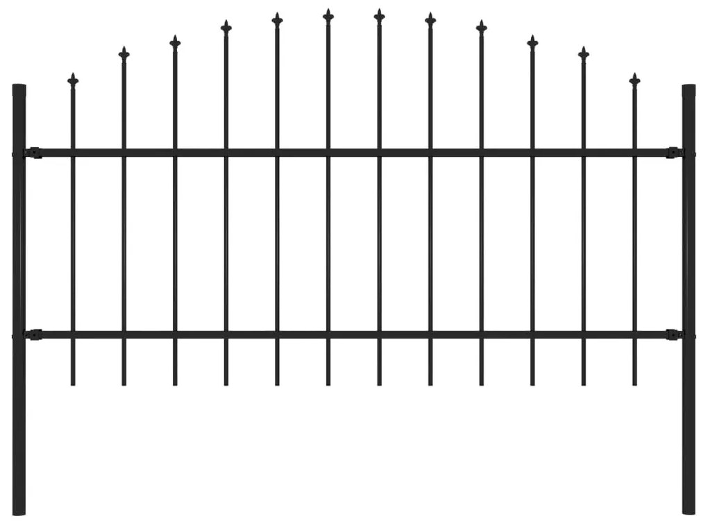 Sonata Градинска ограда с пики (1-1,25)x1,7 м стомана черна