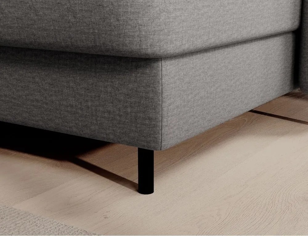 Светлосив кадифен разтегателен ъглов диван с място за съхранение (ляв ъгъл U форма) Berrto – ELTAP