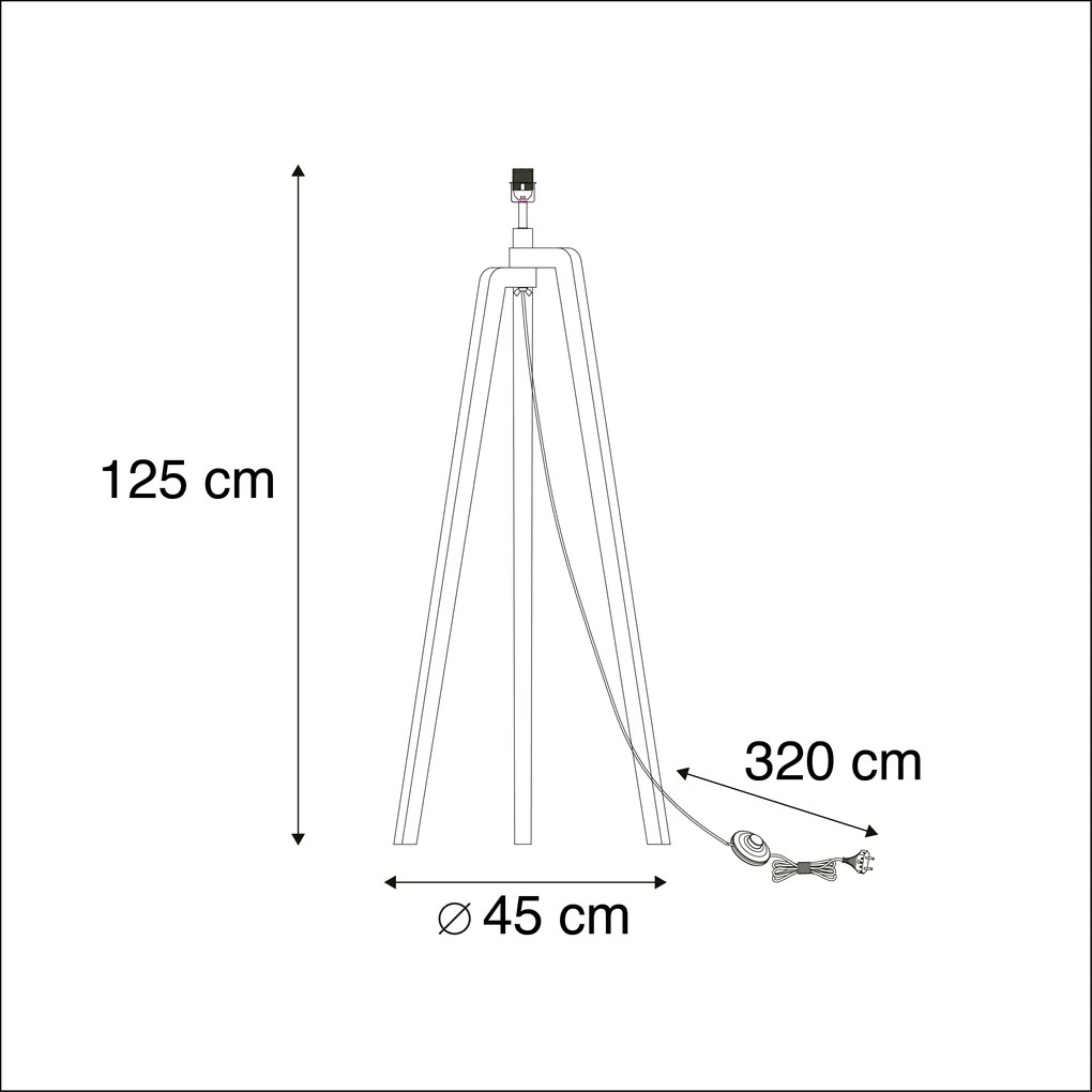 Селска подова лампа триножник черна без абажур - Puros