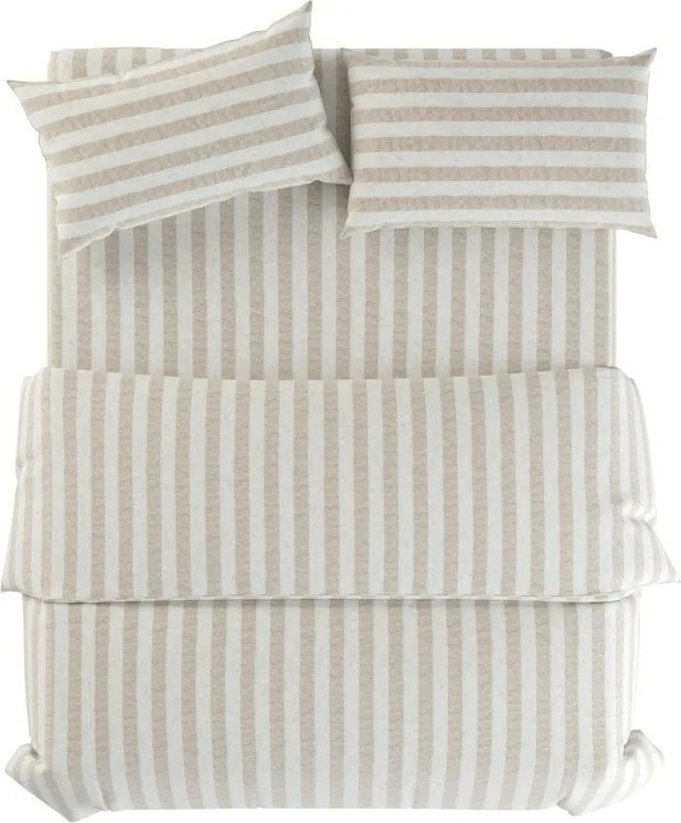 Светлосиво/кремаво двойно ленено спално бельо 200x200 cm Natural Stripes – Native Natural