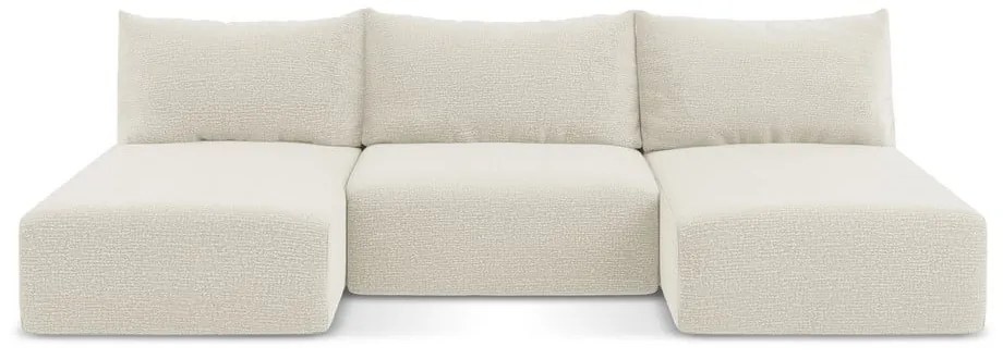 Кремав разтегателен ъглов диван с място за съхранение Kalena – Makamii
