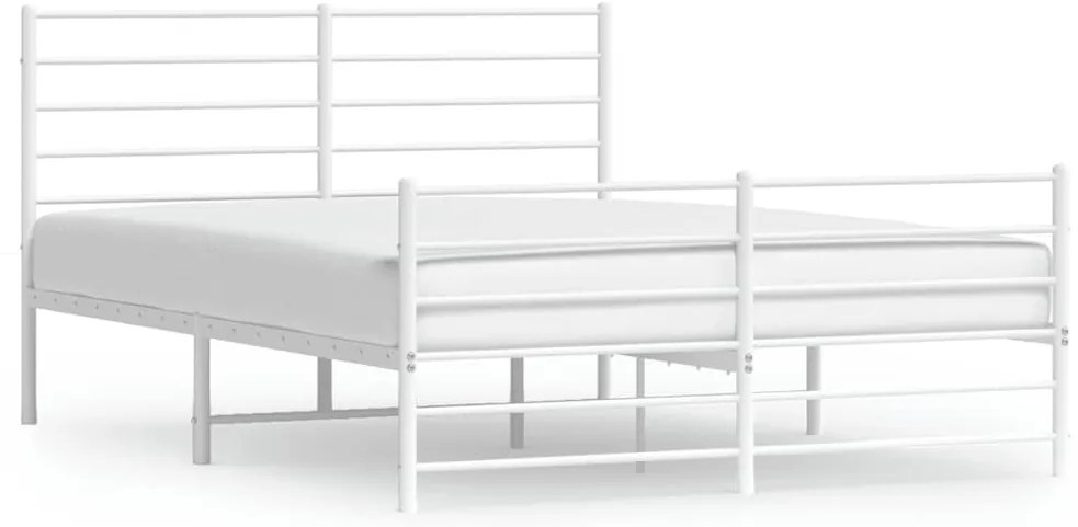 352383 vidaXL Метална рамка за легло с горна и долна табла, бяла, 120x190 см