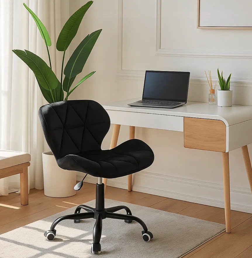 Ергономичен въртящ се офис стол - кадифе лилаво