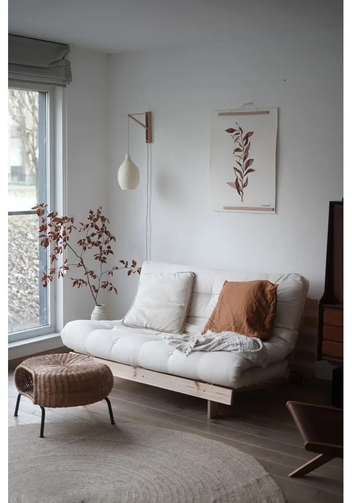 Сиво-бежов ленен сгъваем диван 140 cm Roots Carob – Karup Design