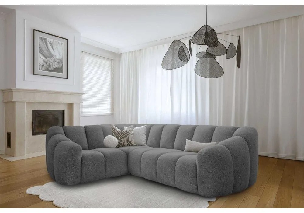 Сив ъглов диван (ляв ъгъл/L форма) Shell – Miuform