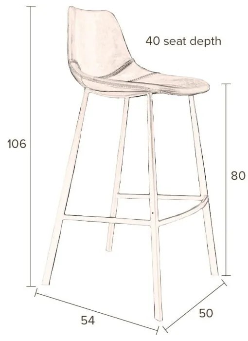 Комплект от 2 кафяви бар столове, височина 106 cm Franky - Dutchbone