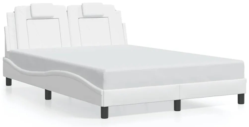 3208097 vidaXL Рамка за легло Viana без матрак, бяла, 140x200 см, изкуствена кожа