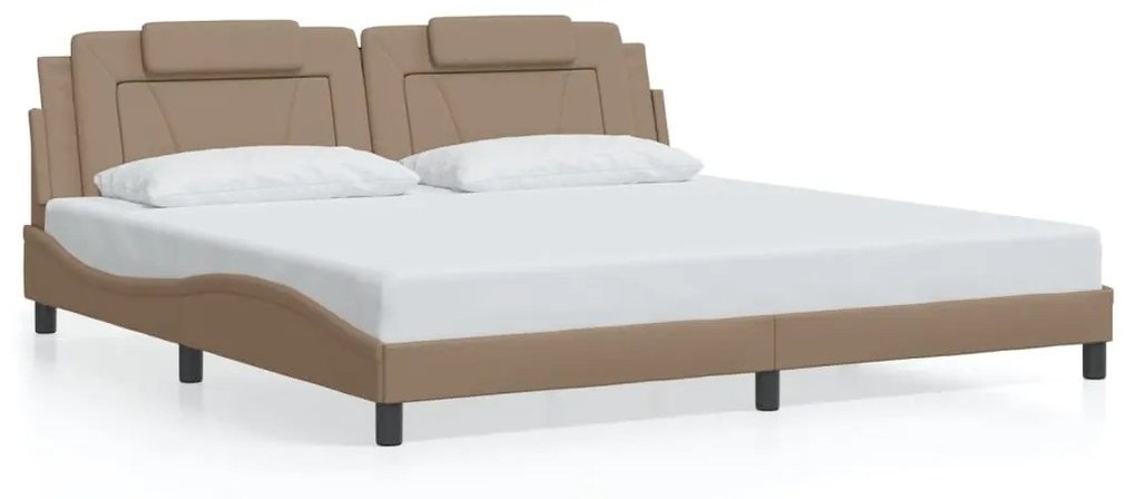 3208121 vidaXL Рамка за легло Viana без матрак, капучино, 200x200 см, изкуствена кожа