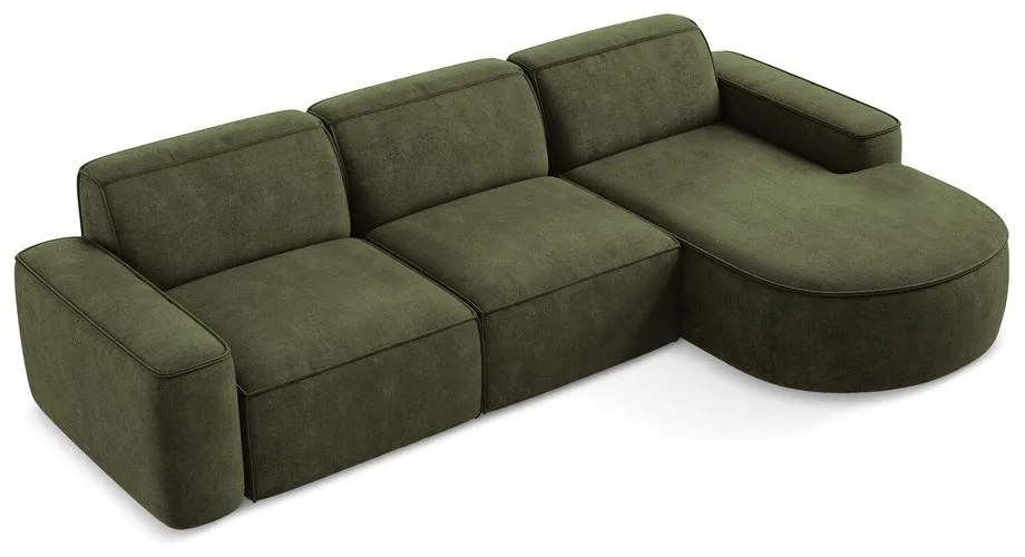 Зелен шенилов ъглов диван (десен ъгъл) Omao – Makamii