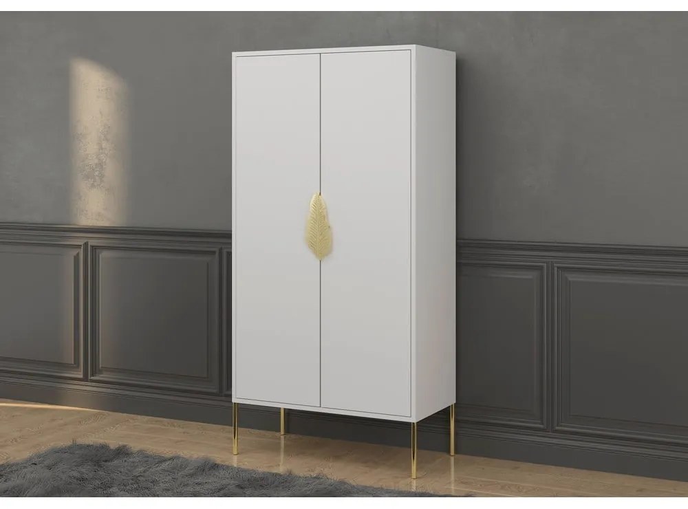 Бял гардероб 80x160 cm Merlin - Skandica