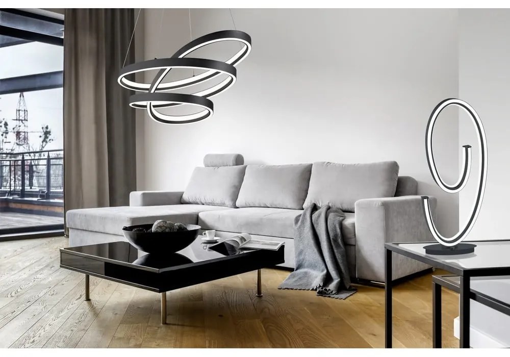 Черно LED висящо осветително тяло с гласово управление/ управление чрез мобилно приложение с метален абажур Ciola – CINQUE