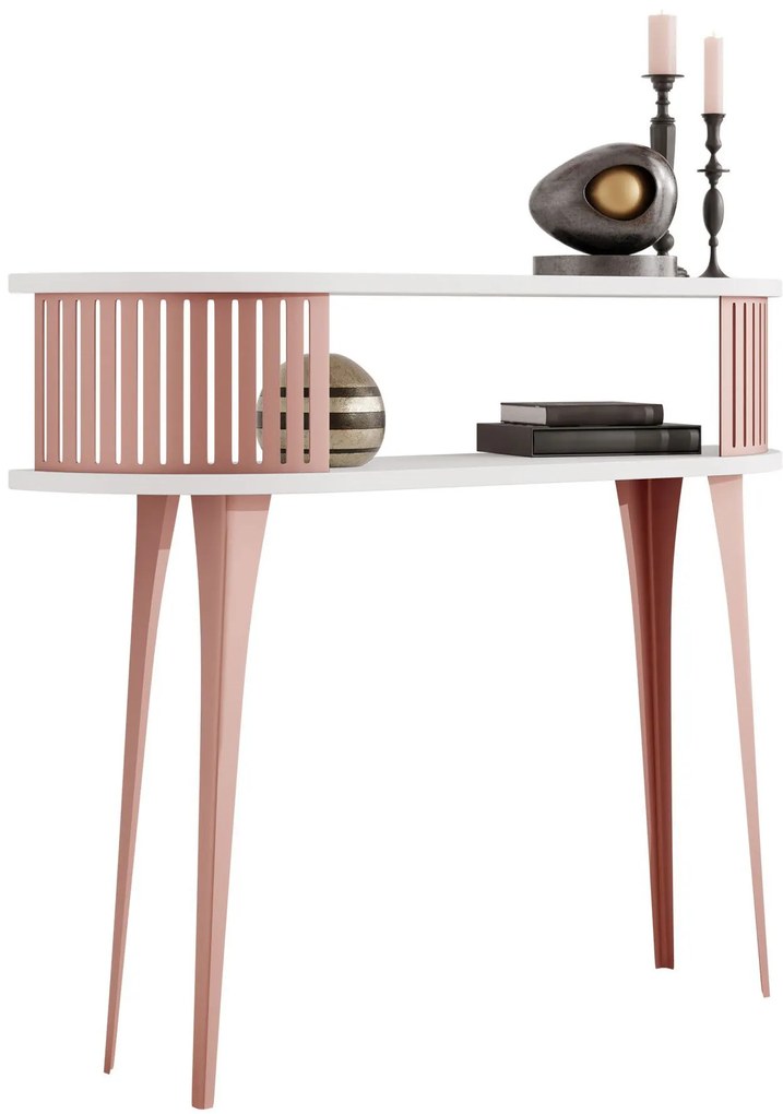 Конзолна маса Roenni Ember-Бяло - Мед