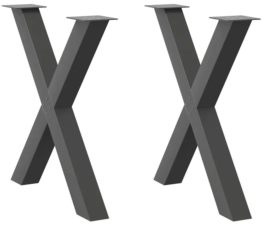 4012978 vidaXL Крака за трапезна маса, X-образни, 2 бр., антрацит, 70x(72-73) см, стомана