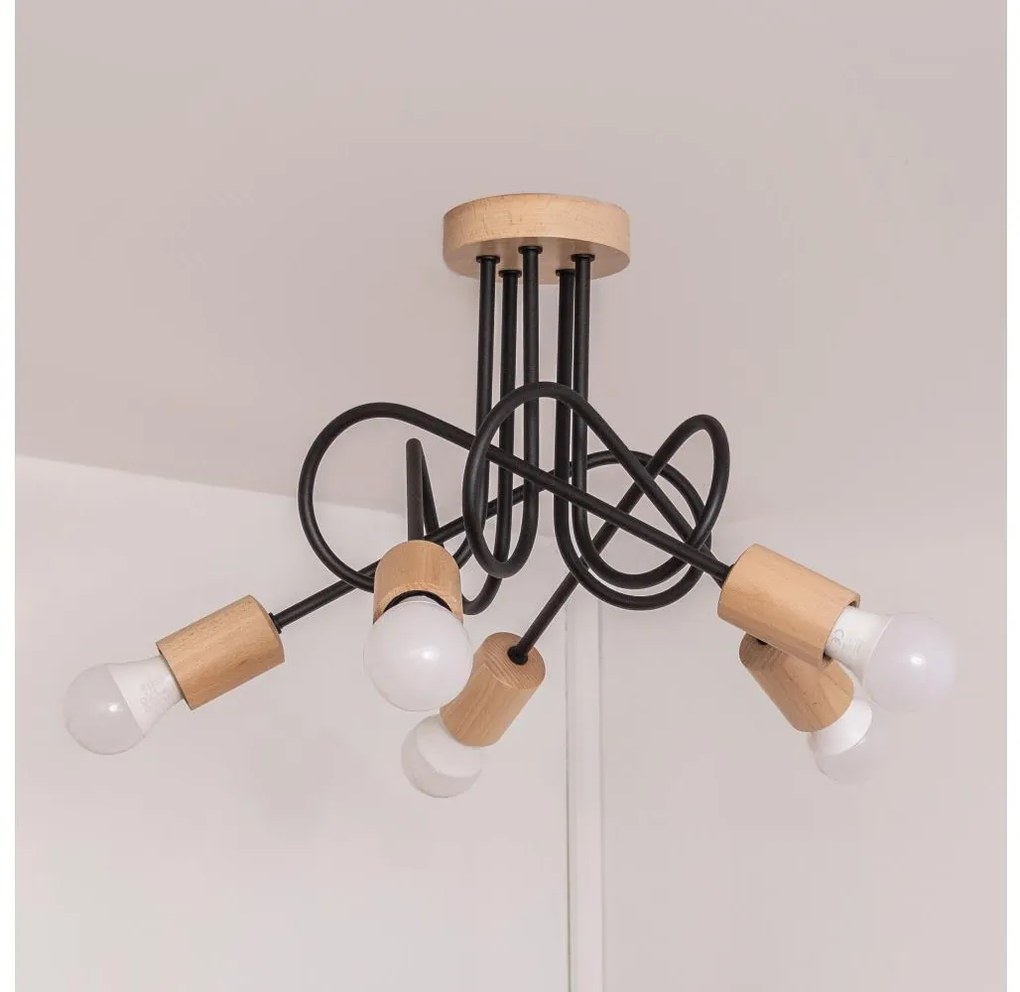 Таванен полилей OXFORD 5xE27/15W/230V бор/черен