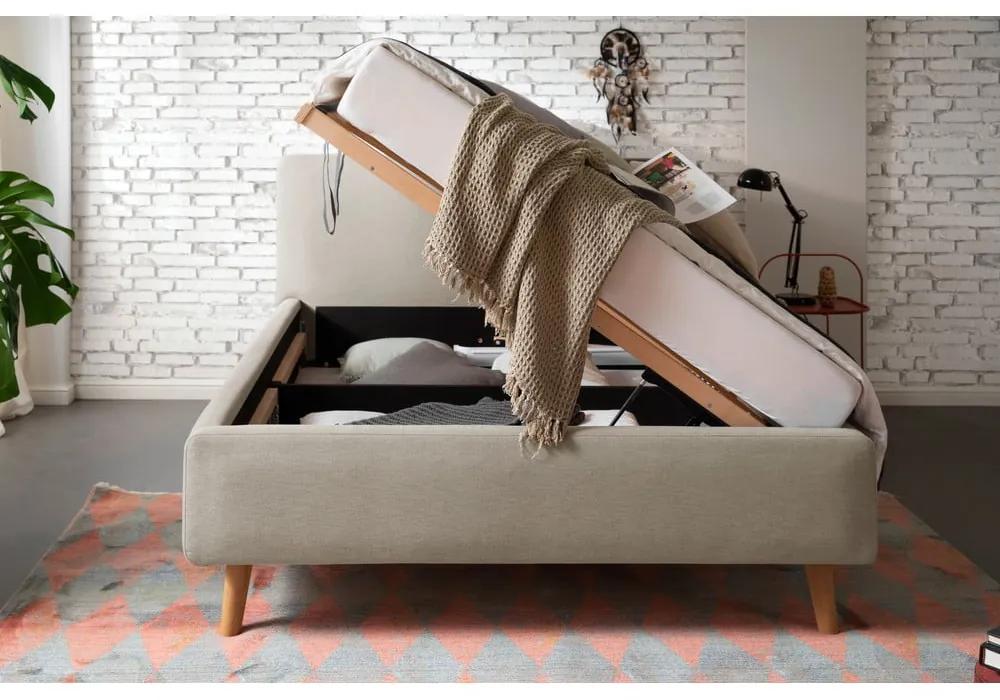 Сиво и кафяво двойно легло с решетка и място за съхранение , 140 x 200 cm Mattis - Meise Möbel