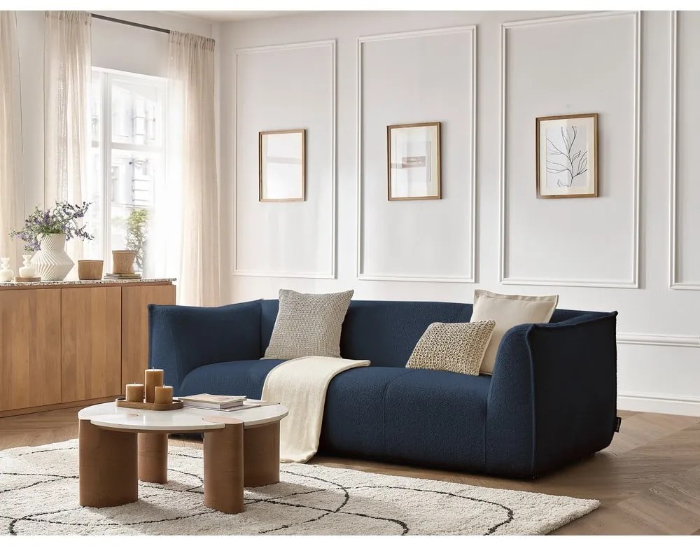 Тъмносин диван от прежда с примки от букле 242 cm Giorgia – Bobochic Paris