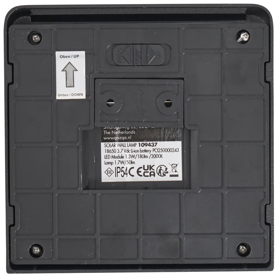 Стенна лампа черна вкл. LED IP54 със соларен сензор за движение - Border