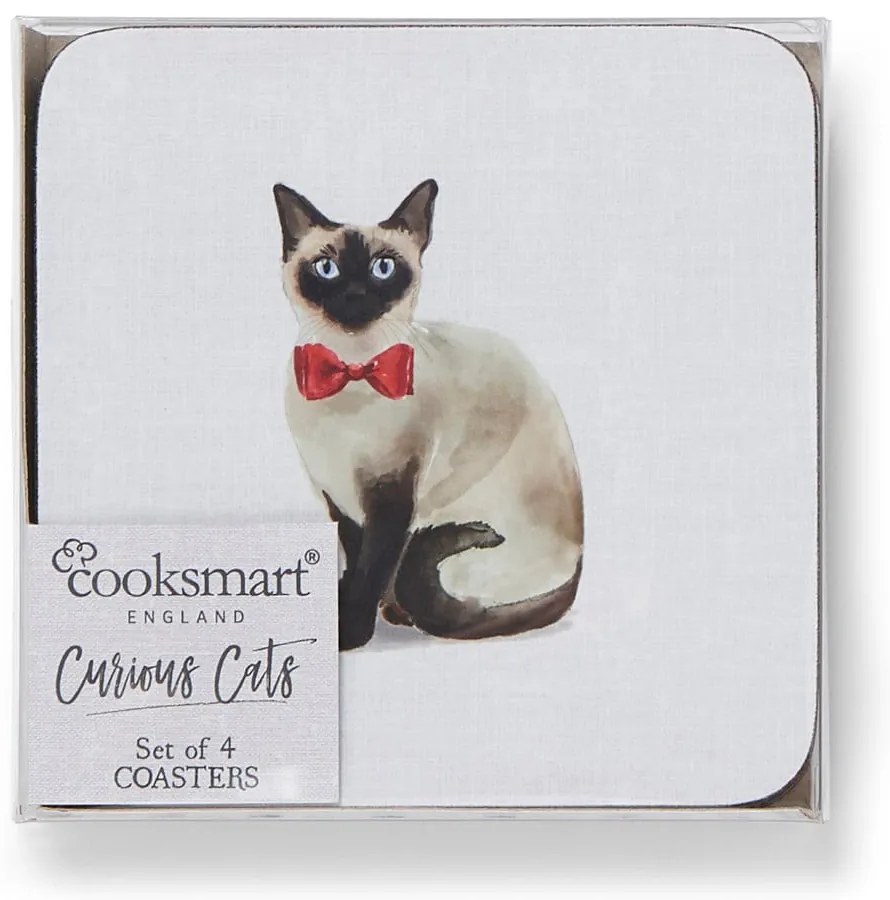 Комплект от 4 сини подложки с Curious Cat - Cooksmart ®