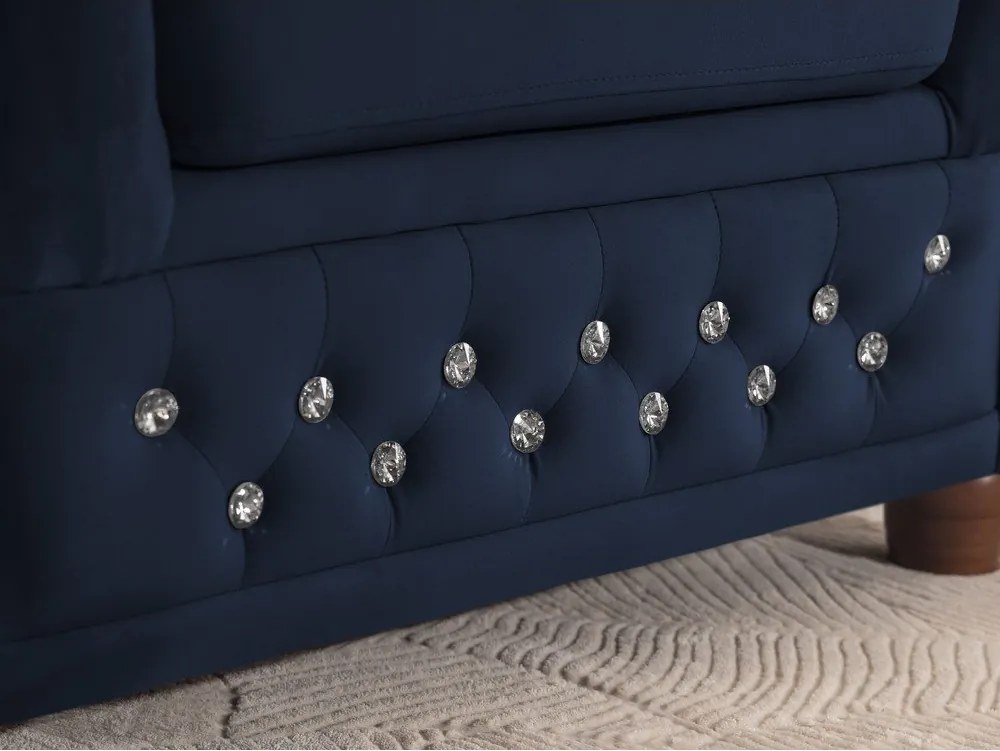 Син кадифен разтегателен ъглов диван (ляв ъгъл L форма) York Blik – Ropez