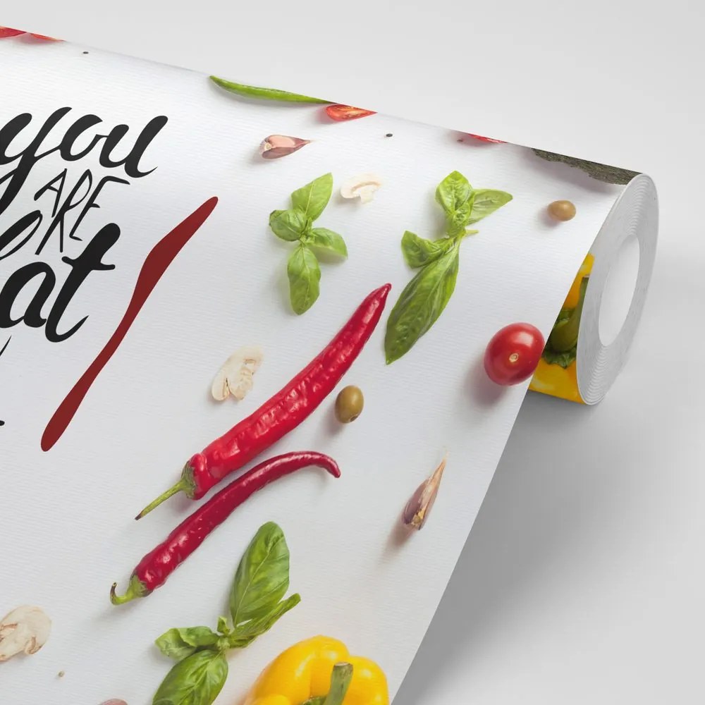 Самозалепващ тапет – С надпис - You are what you eat