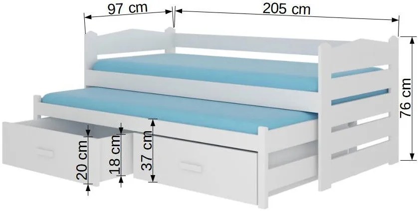 Бебешко Детско легло Camaro-200 x 90-Without protector-White-Gkri