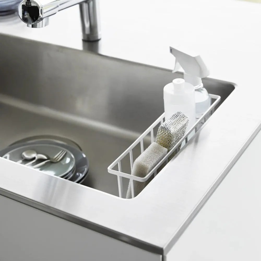 Бяла метална стойка за перилни препарати без пробиване Film Hook – YAMAZAKI