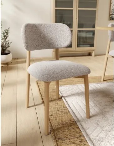 АЛMО Бежово лате (тъкан Монза 60)/рамка лакиран дъб - ДЪРВЕН СТОЛ БУКЛЕ ЗА ДНЕВНА, ТРАПЕЗАРИЯ, КУХНЯ РЕТРО