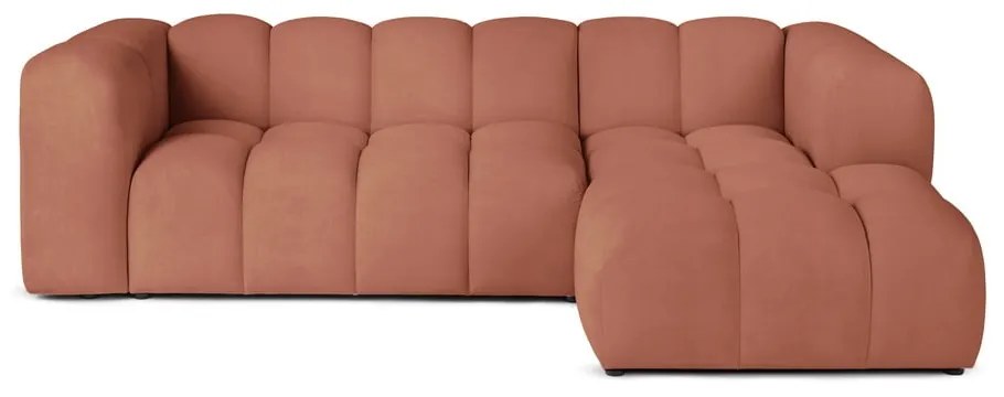 Теракотен кадифен ъглов диван (десен ъгъл) Cube – Bonami Selection