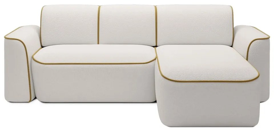 Жълт/кремав ъглов диван от прежда с примки от букле (десен ъгъл) Ume – ELTAP