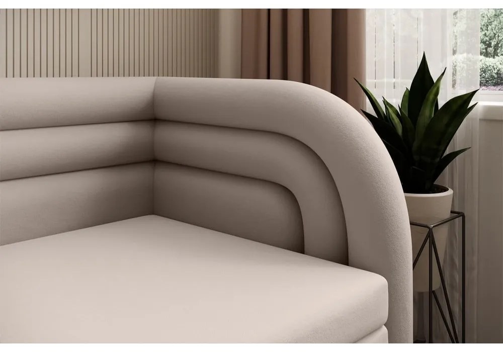 Бежов кадифен сгъваем/с място за съхранение диван десен ъгъл 223 cm Fabillo – ELTAP