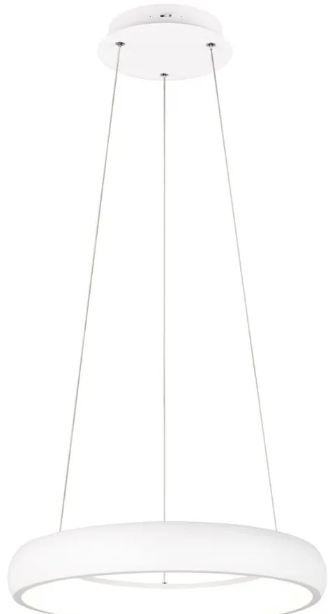 Бяло LED затъмняващо се висящо осветително тяло с метален абажур ø 46 cm Cardona – Trio