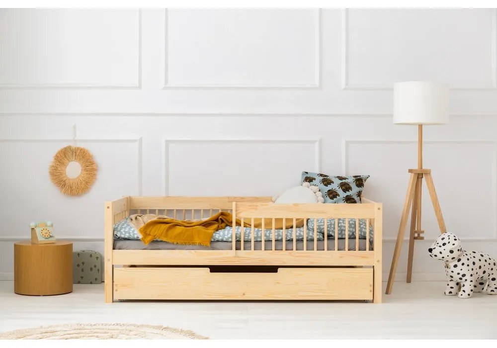 Детско разтегателно легло с място за съхранение с включена подматрачна рамка в естествен цвят 90x190 cm CPW – Adeko