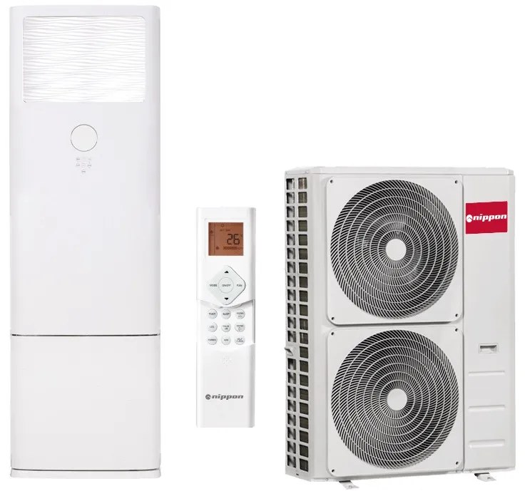 Колонен климатик Nippon NFGD-48HRFN8-Q/NOE30U-48HFN8-R, 48000 BTU, 100 м2, А++/А+, R-32, Бял