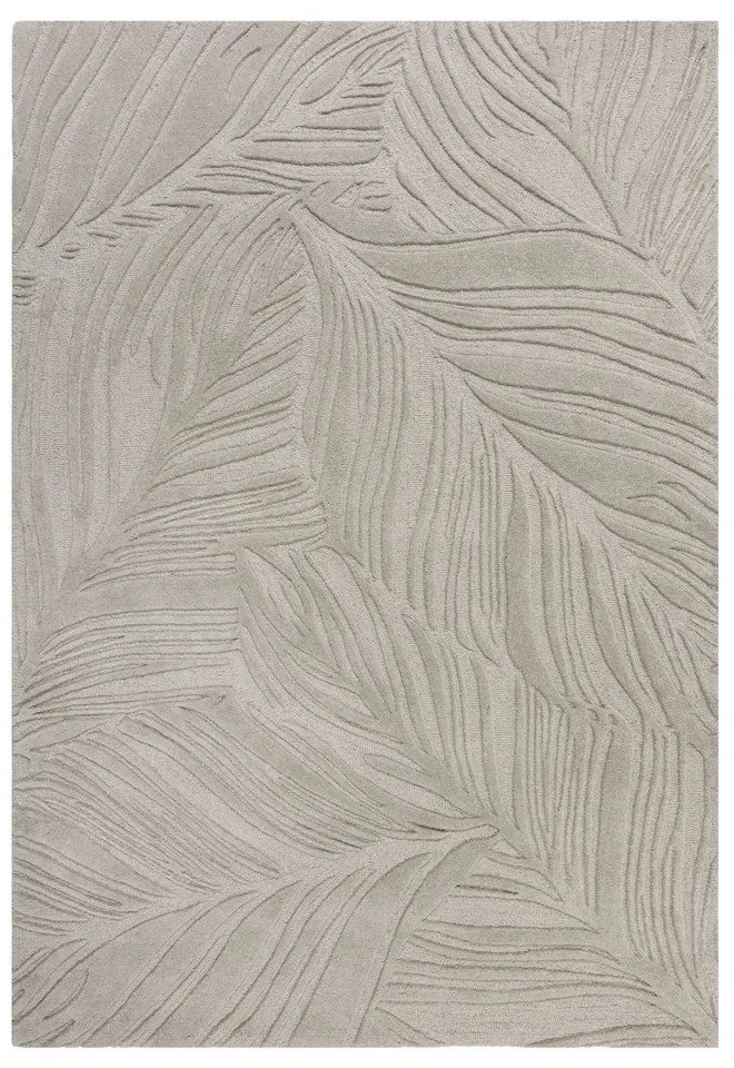 Сив вълнен килим , 160 x 230 cm Lino Leaf - Flair Rugs