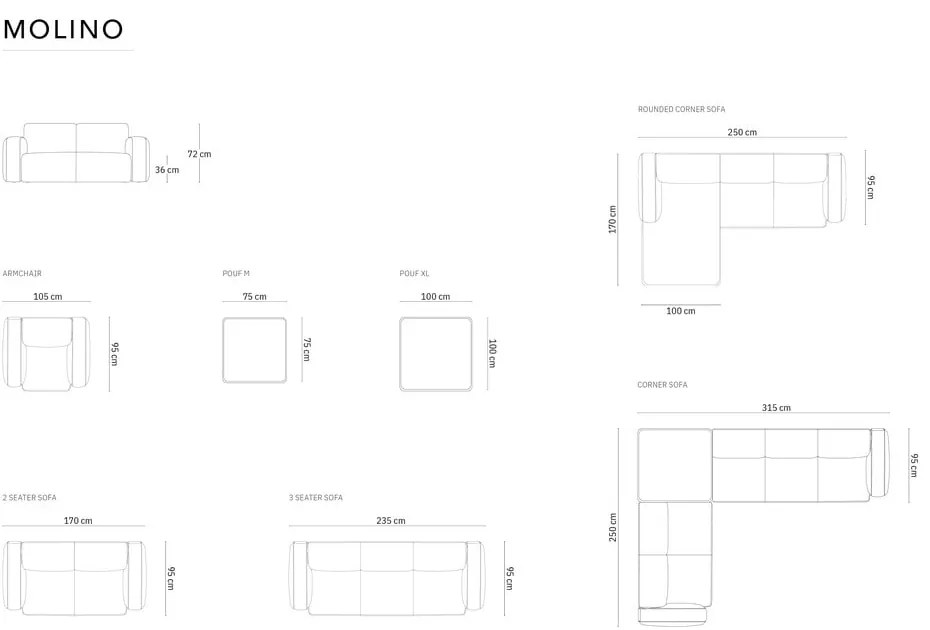 Розов диван от плат букле 235 cm Molino - Micadoni Home