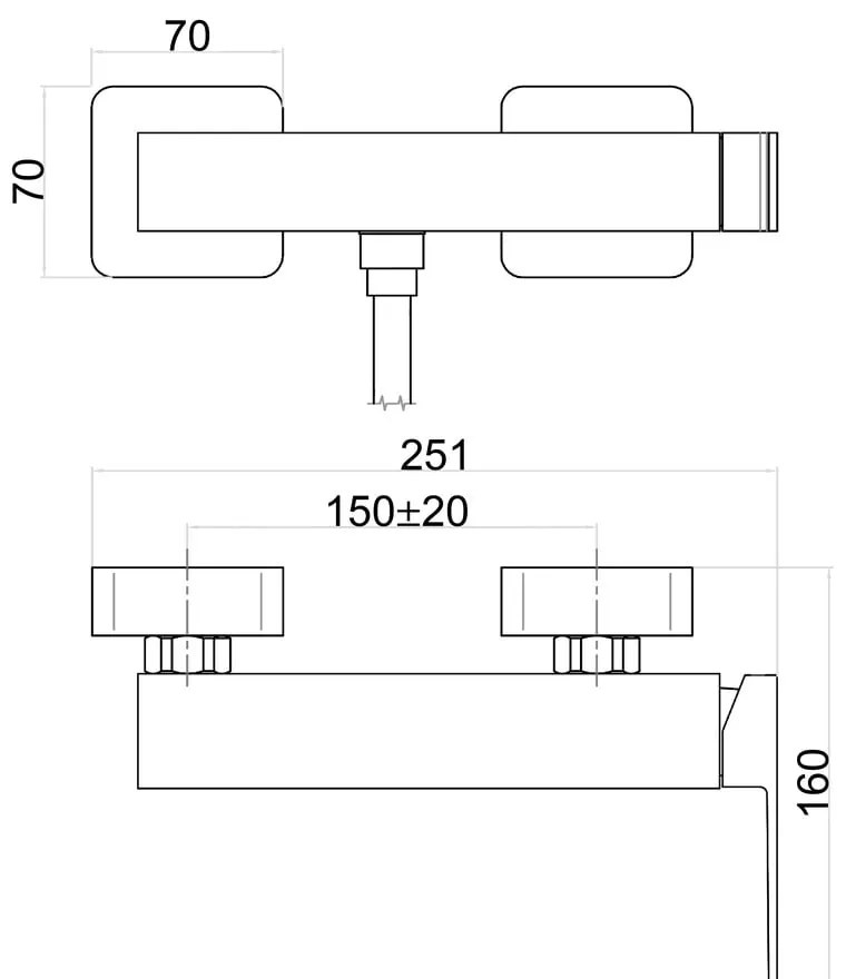 Матово-черна стенна душ батерия (1 изход) Latus – Sapho