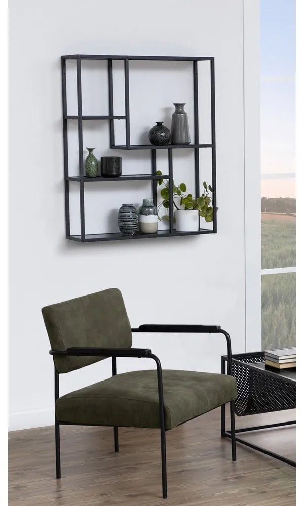 Черна стенна библиотека от декор от ясен 75x91 cm Seaford – Actona